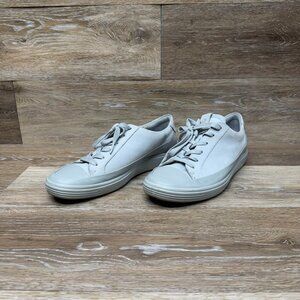 Ecco Soft 7 Monochromatic Light Gray Leather Sneakers Women's Size EU 40